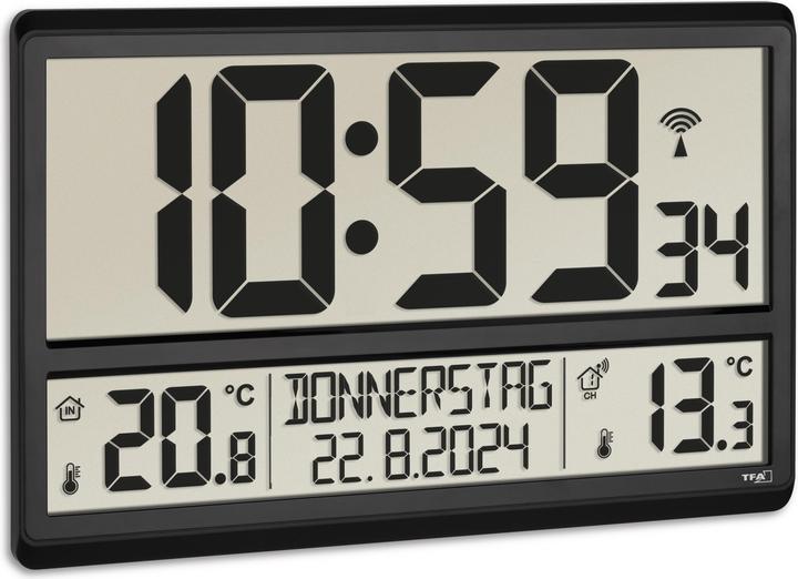 Produktbild TFA Digitale Funk-Wanduhr mit Aussentemperatur