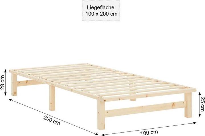 Produktbild Homestyle4u Palettenbett mit Lattenrost (100 x 200 cm)