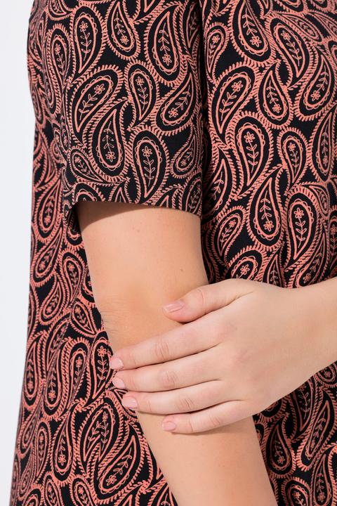Actual product image Ulla Popken Paisley Short Sleeve V-Neck Tee (46, 48)