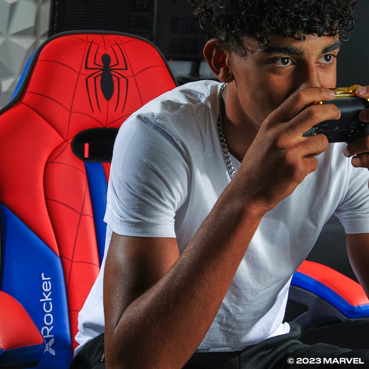 Actual product image X Rocker Fauteuil à piédestal Audio 2.1 Elite Marvel officiel Spider-Man