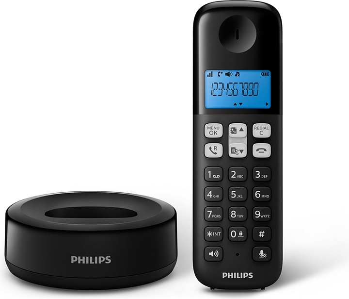 Actual product image Philips Wireless Landline Telephone D1611b Black