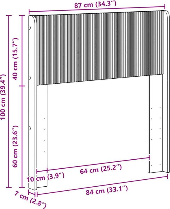 Produktbild vidaXL Kopfteil (7 x 7 x 100 cm)