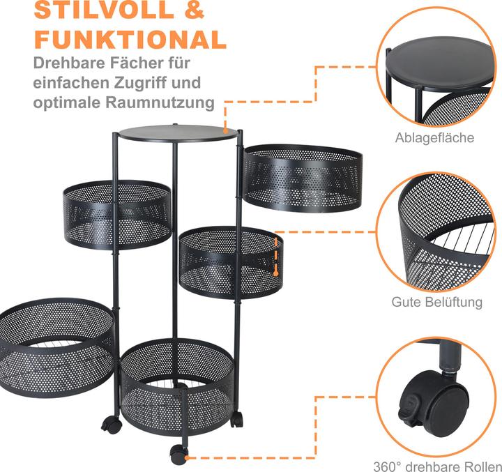 Produktbild Relaxdays Küchenwagen mit drehbaren Fächern