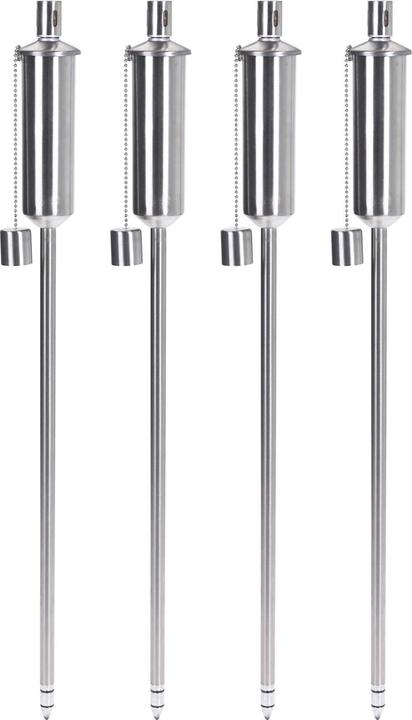 ProGarden Lot de 4 torches de jardin à huile en acier inoxydable