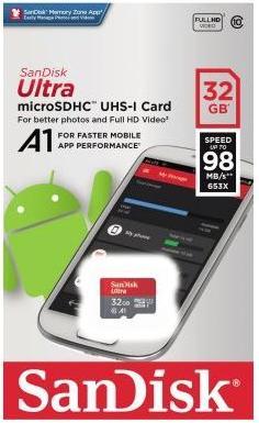 Image du produit SANDISK Ultra microSD A1 (32 Go, microSDHC, U1, UHS-I)