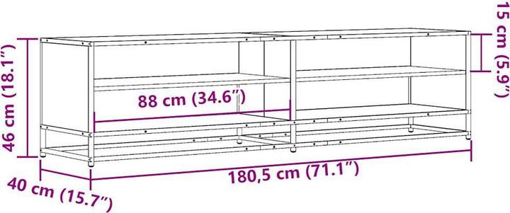 Actual product image vidaXL TV cabinet Lowboard TV cabinet TV table black wood-based material (180.50 x 40 x 46 cm)