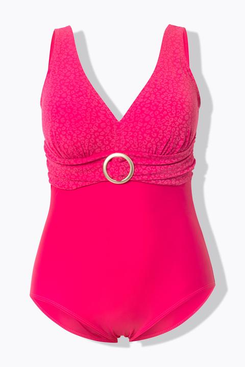 Actual product image Ulla Popken Mixed Texture O-Ring Swimsuit (58)