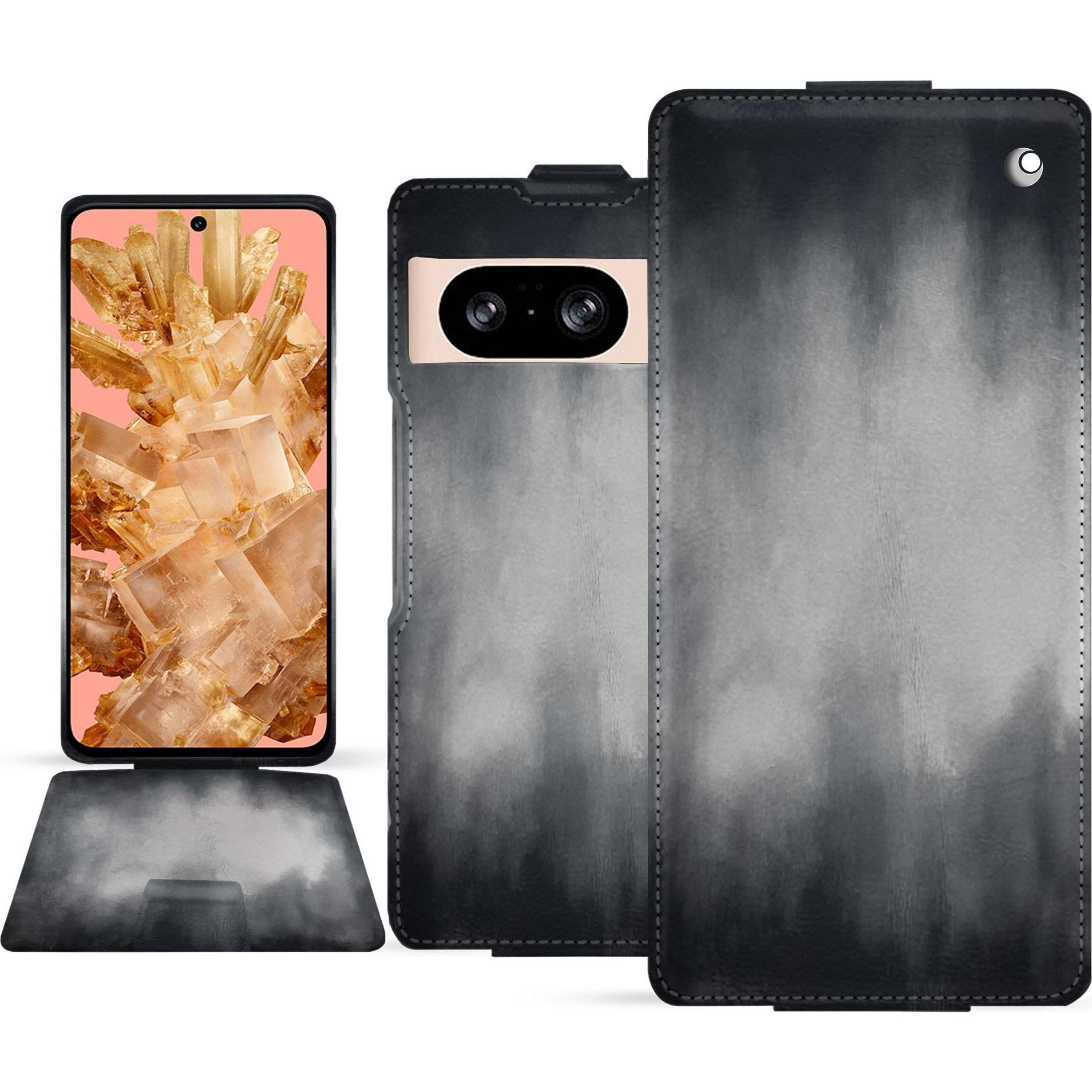 Thumbnail - Noreve Lederschutzhülle vertikal (Google Pixel 8), Smartphone Hülle, Grau