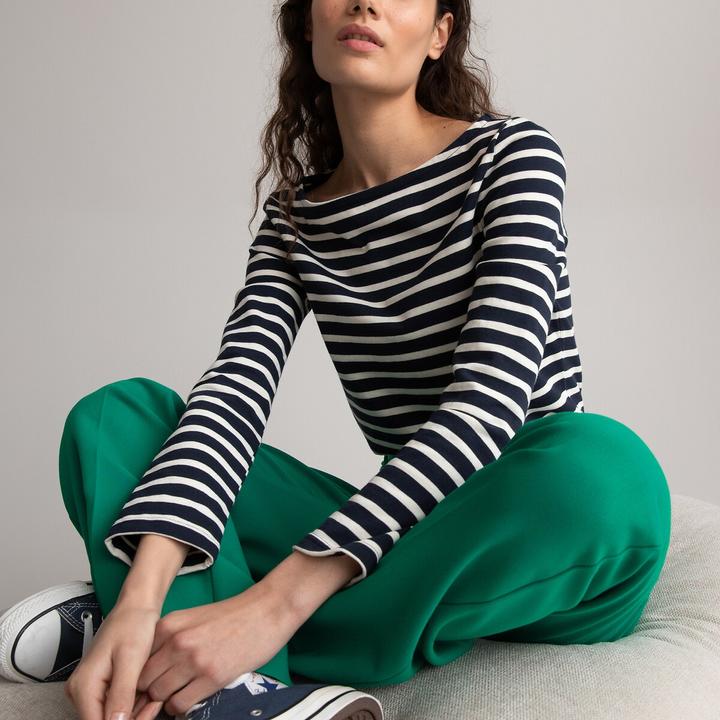 Produktbild La Redoute Collections Langarmshirt mit U-Boot-Ausschnitt und Streifenmuster (M)
