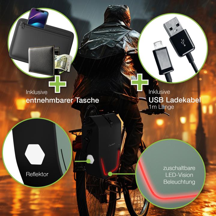 Immagine prodotto Eloneo Borse impermeabili con LED (20 l, Borsa portapacchi)