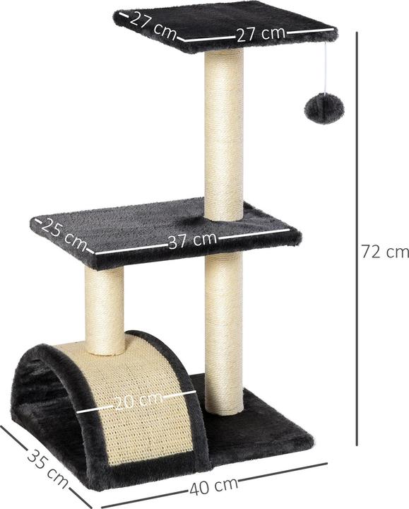 Actual product image Jamb Cat tree (72 cm, Dark grey (plush) + beige (sisal rope))