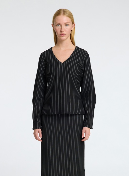 Actual product image Selected Femme Pinstripe top with V-neck (XXL)
