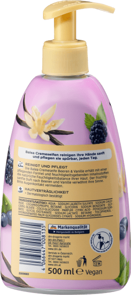 Produktbild dm Balea Flüssigseife Cremeseife Beeren & Vanille (Flüssigseife, 500 ml)