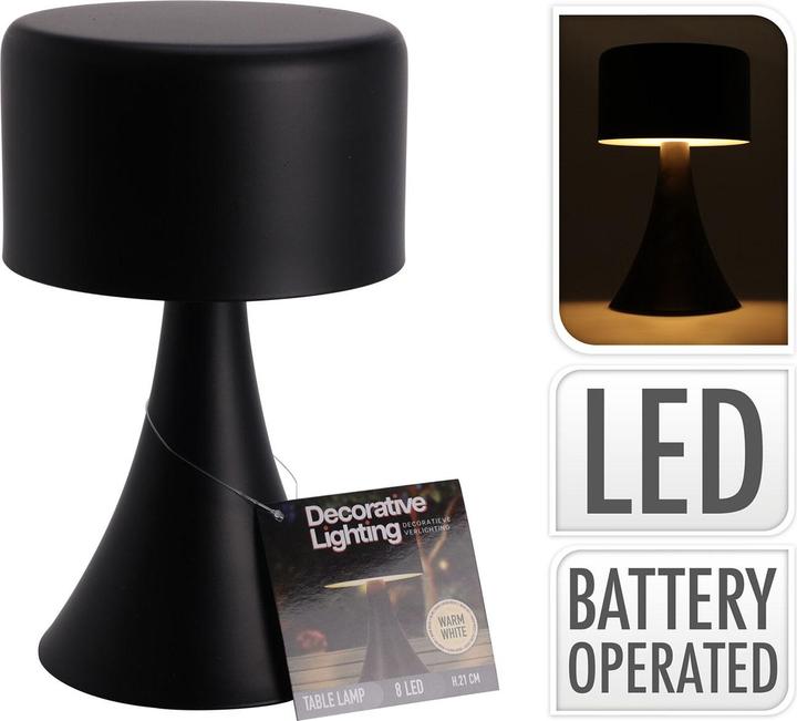 Image du produit Home&Styling Lampe de bureau LED design, noire, à piles, 12 x 21 cm