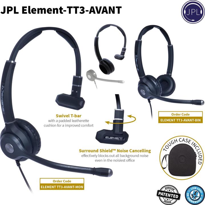 Actual product image JPL TT3-AVANT-M Headphones Wired Headband Office/Call Centre Black (ANC, Cable)
