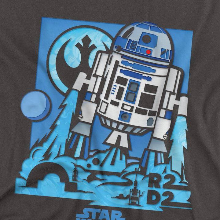 Actual product image Star Wars Unisex Adult Papercut R2-D2 T-Shirt