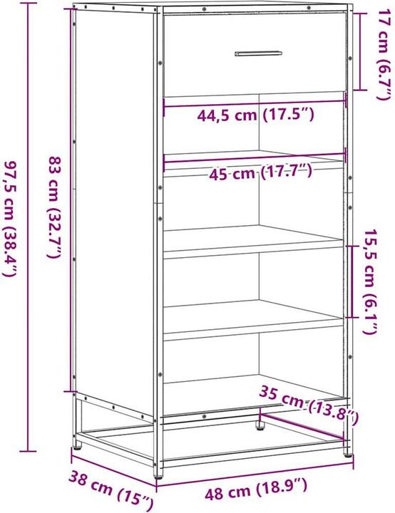 Produktbild vidaXL Schuhregal (48 x 38 x 97.5 cm)