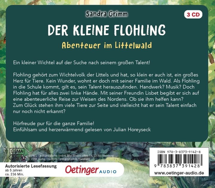 Produktbild Der kleine Flohling 1. Abenteuer im Littelwald (Sandra Grimm, Julian Horeyseck, Oliver Versch, Bernadette Joos, Deutsch)