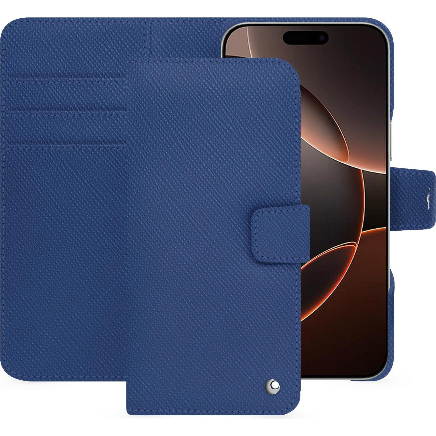 Noreve Lederschutzhülle Apple iPhone 16 Pro (Apple iPhone 16 Pro), Smartphone Hülle, Blau