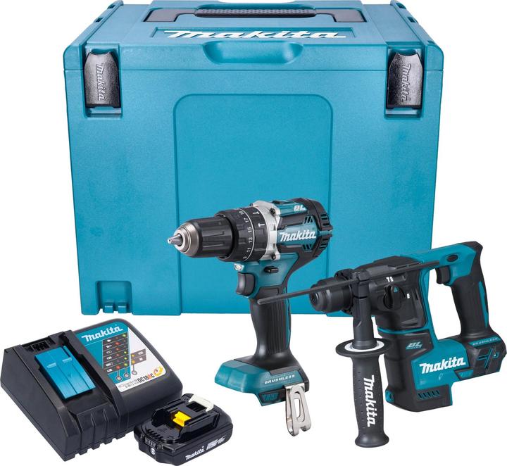 Produktbild Makita DLX 2278 RA1J Akku Kombo Kit + DHP 484 Schlagbohrschrauber 54 Nm + DHR 171 Bohrhammer 1,2 J