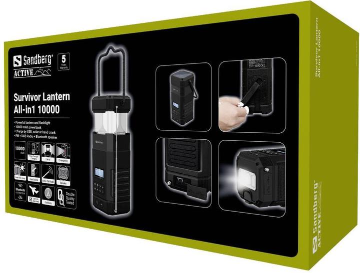 Image du produit Sandberg Survivor Lantern All-in1, 10000 (10000 mAh, 18 W, 37 Wh)
