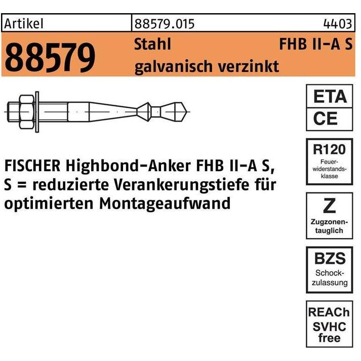 Fischer, Baubeschläge + Holzverbinder, Highbond-Anker FHB II-A S M24x170/50 (4 Stk.)