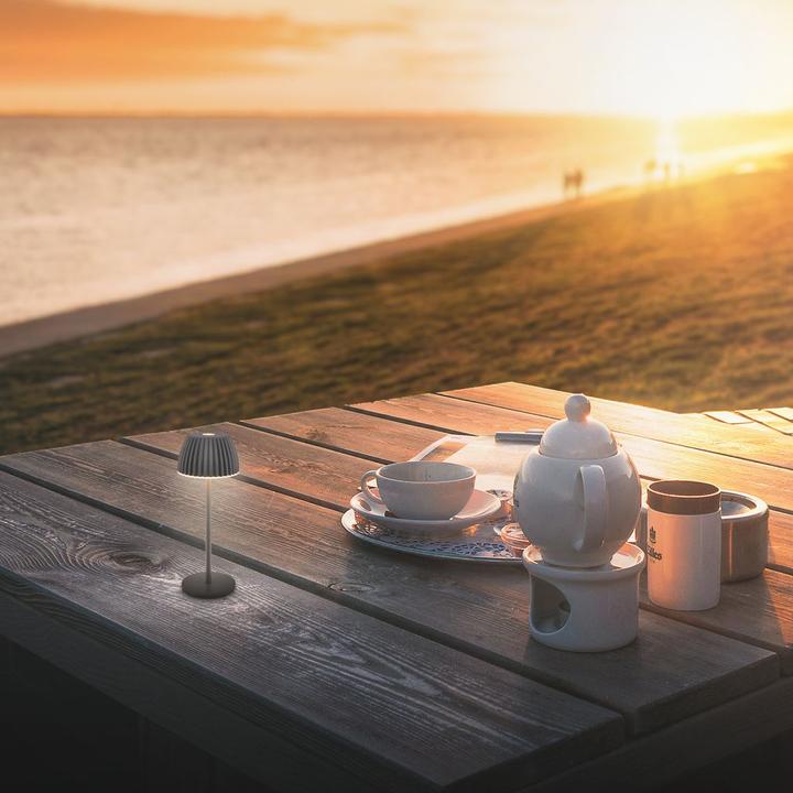 Produktbild Briloner Brilo unplugged RIFFLE Akku Nano Tischleuchte mit Lichtkante - Anthrazit (130 lm)