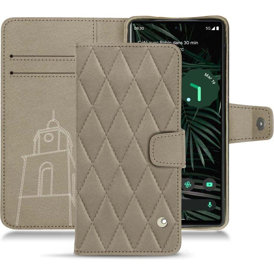 Noreve Lederschutzhülle Wallet (Google Pixel 6 Pro), Smartphone Hülle, Beige