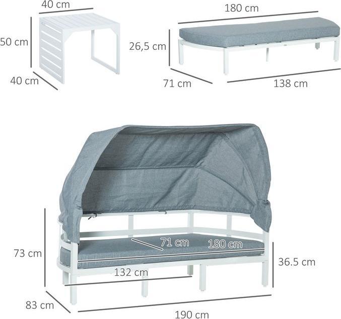 Actual product image Swisshandel24 Garden furniture set for 5 persons with side table Roof Sofa with cushions Outdoor Aluminium