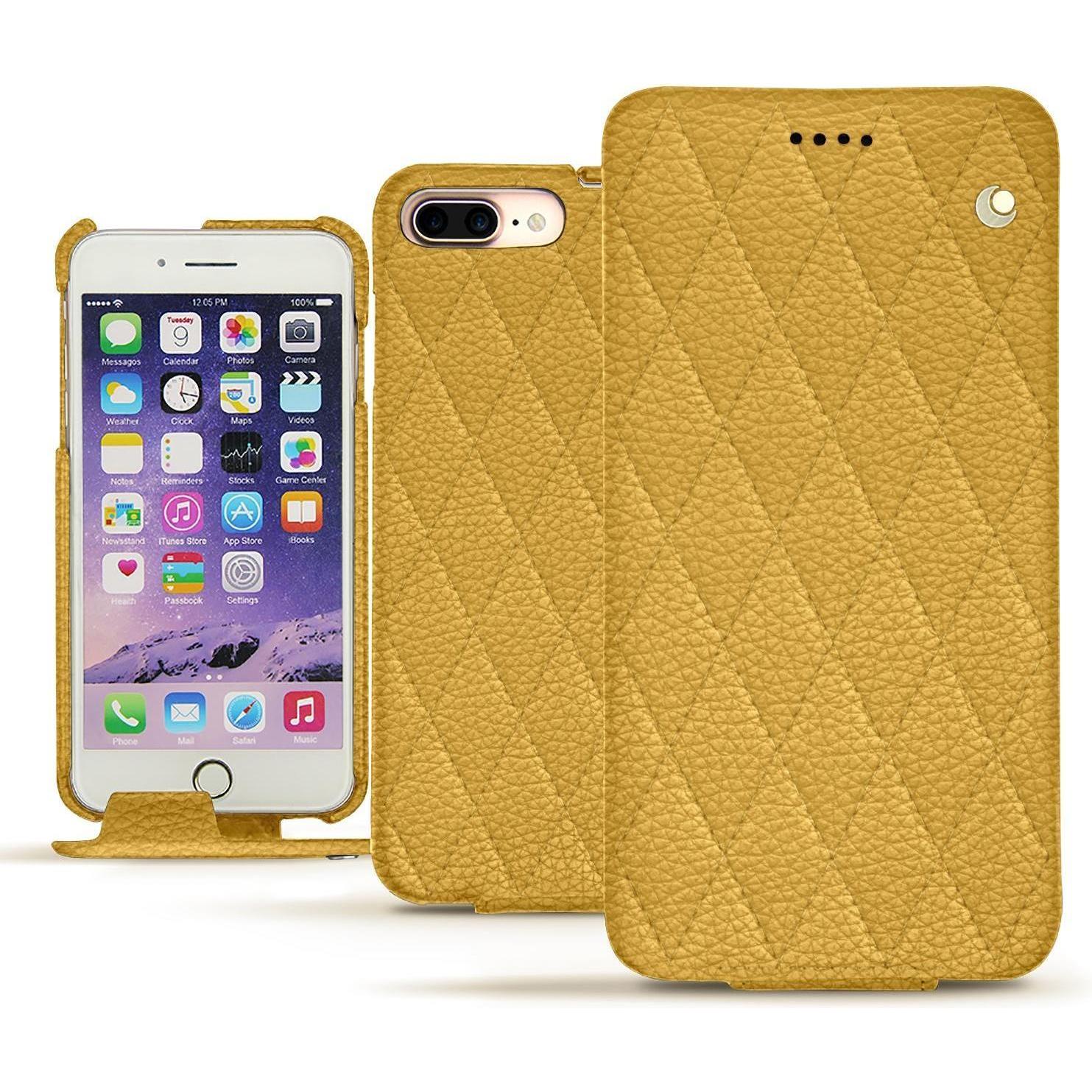 Noreve Lederschutzhülle vertikal (Apple iPhone 7 Plus), Smartphone Hülle, Orange
