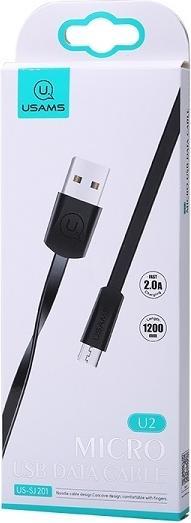 Produktbild Usams Kabel płaski U2 microUSB 1,2m czarny/black SJ201MIC01 (US-SJ201) (1.20 m, USB 3.0)
