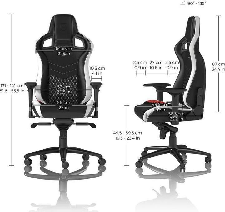 Produktbild noblechairs Gaming-Stuhl EPIC Echtleder-Gaming-Stuhl, Schwarz-Weiss-Rot