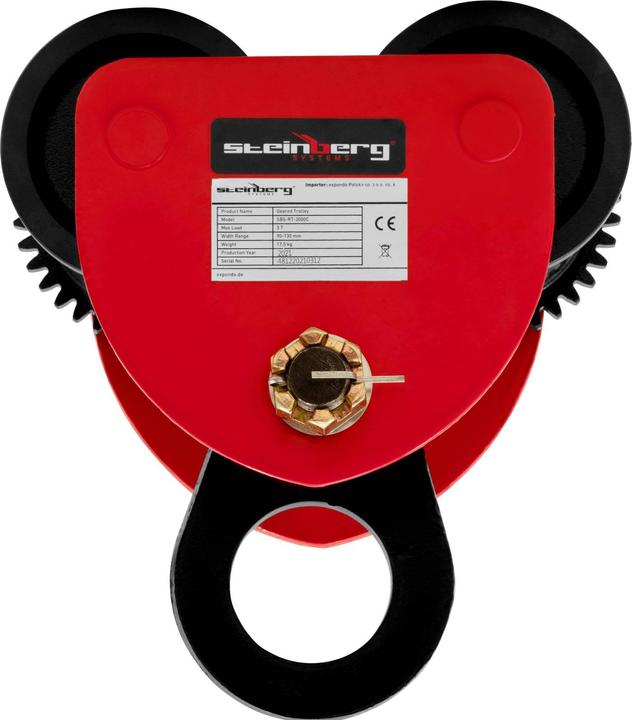 Produktbild Steinberg Rollfahrwerk Krankatze Laufkatze Handfahrwerk 3.000 kg 90-130 mm mit Kette