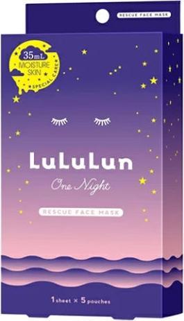Lululun One Night Rescue Masque hydratant pour le visage - Boîte de 5 sachets