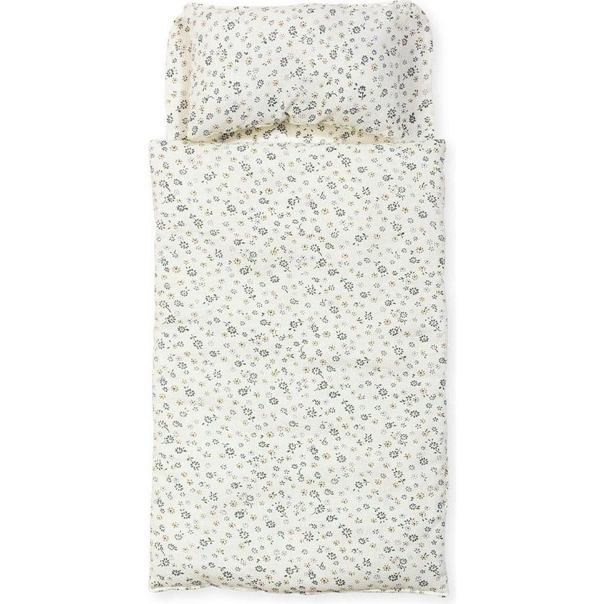 Pinolino Puppenbettzeug für Puppenwagen und Puppenbetten Blümchen, blau, 3-tlg. (276060-1)