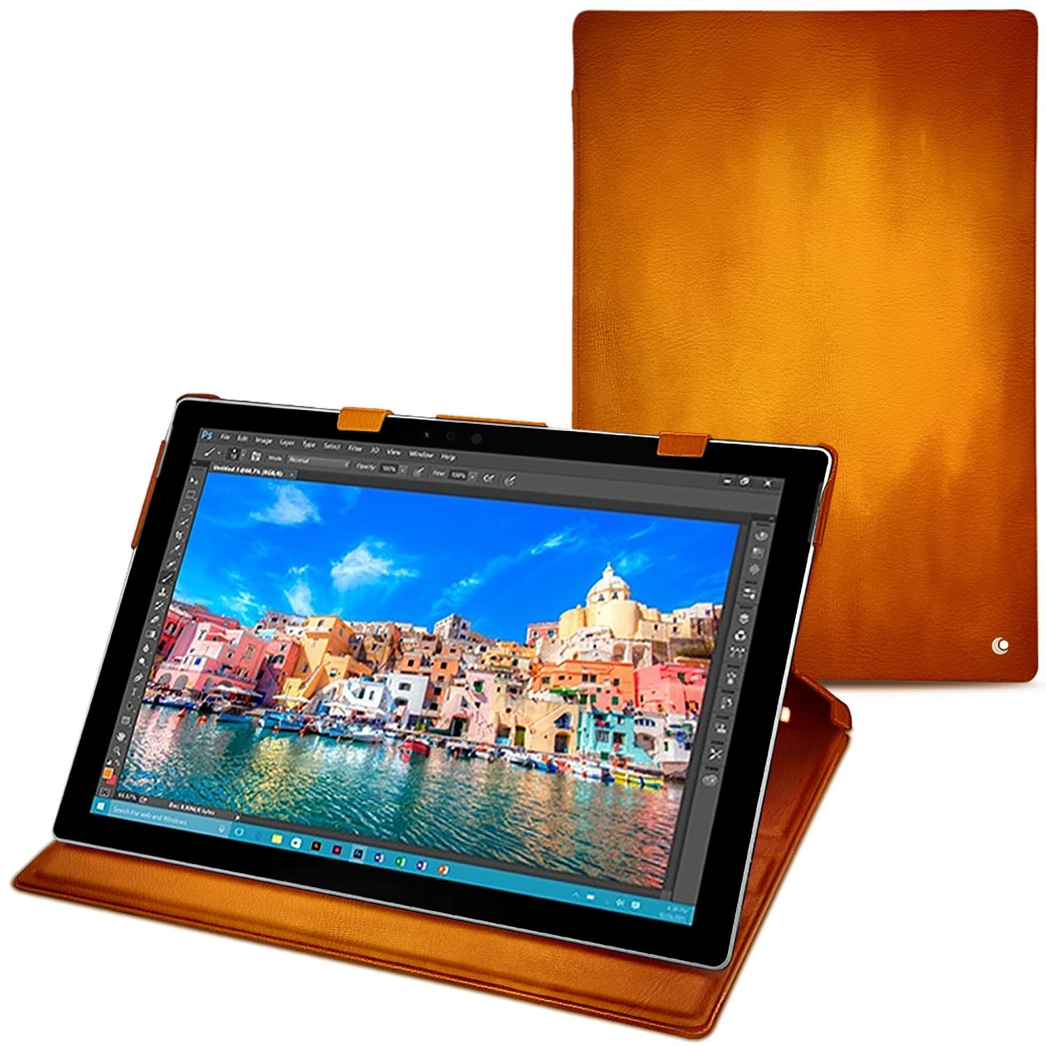 Noreve Lederschutzhülle vertikal (Microsoft Surface Pro 4), Tablet Hülle, Orange