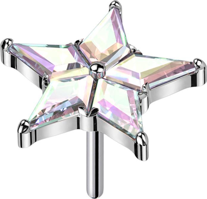 Immagine prodotto Star Piercing Stella Threadless argento con cristalli multicolore (senza ottone, Titanio)