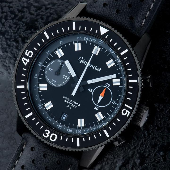 Actual product image Gigandet Analog Japanese Quartz Chronograph Watch with Leather Strap, Retro Style