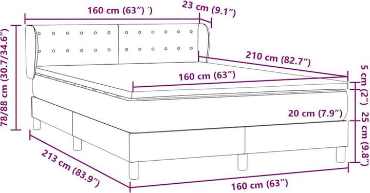 Produktbild vidaXL Boxspringbett (160 x 210 cm)