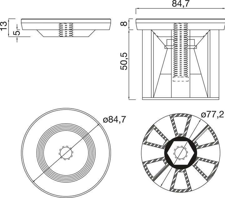 Produktbild Camar Befestigungsteil passend zu Tischfuss Glasplatten-Adapterscheibe ø 80mm Edelstahl