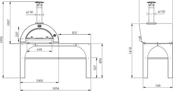 Produktbild Clementi Pizza Party Rot 80x60 4 Pizzas HolzPizzaofen (Pizzaofen Holz)