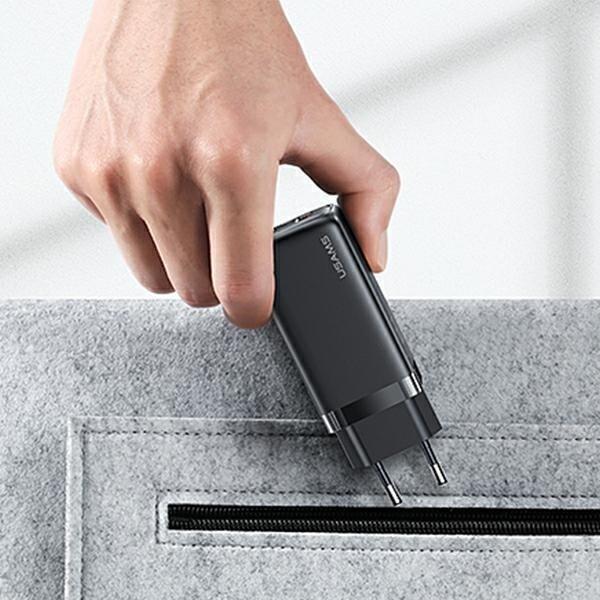 Actual product image Usams Ład. siec. 1xUSB-C+1xUSB T47 65W PD Fast Charging Super Si czarny/black CC153TC01 (US-CC153) (65 W)