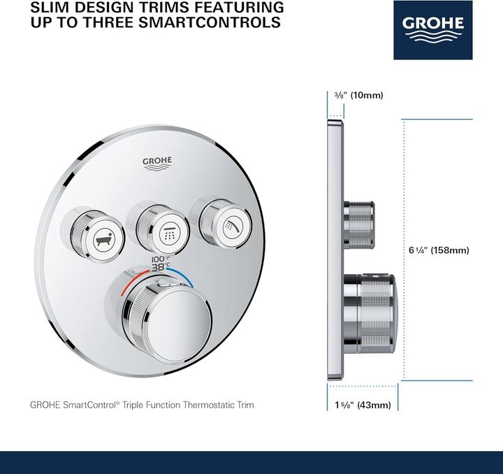 Actual product image Grohe Smartcontrol Triple Function Thermostatic Valve Trim