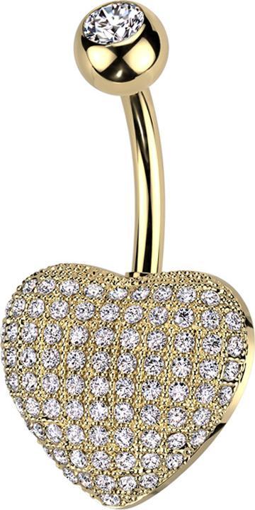 Immagine prodotto Star Piercing Banana placcata oro con cristalli a sfera in argento e cristalli a cuore 3D in argento (Ottone, Acciaio chirurgico 316L)