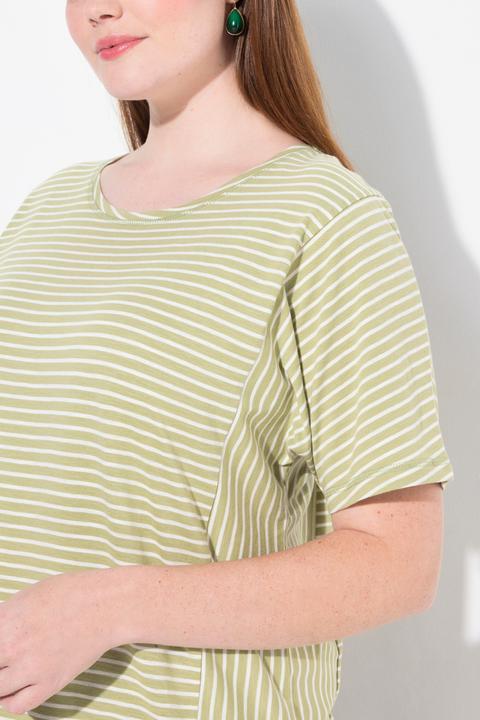 Actual product image Ulla Popken Eco Cotton Short Sleeve Striped Tee (58)