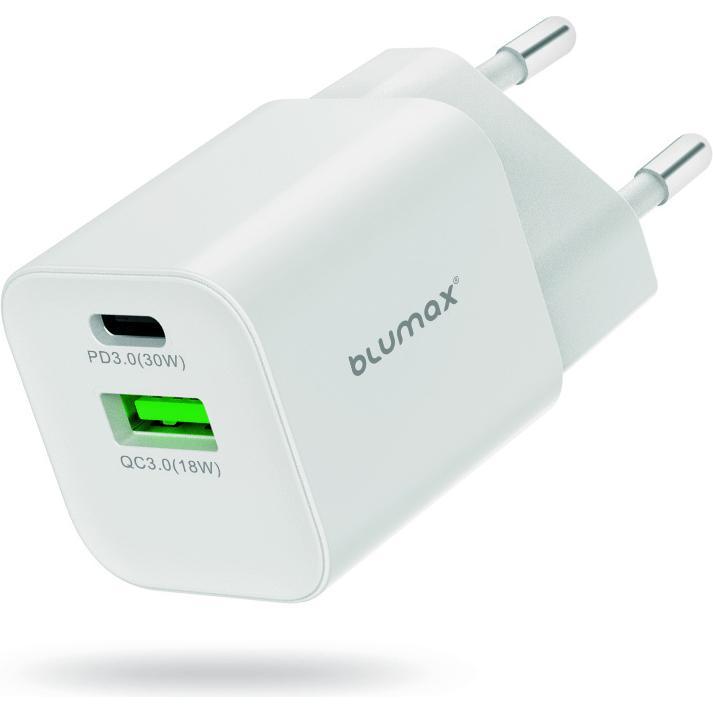 Blumax Caricatore da parete GaN PD 5/9/12V 30W 2x USB (30 W), Caricatore USB