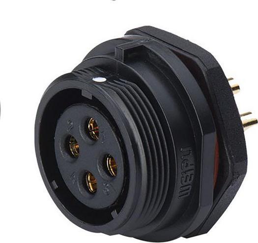 Actual product image RS PRO Circular plug connector socket 4-pin / 10.0A, panel mounting, screw connection IP68
