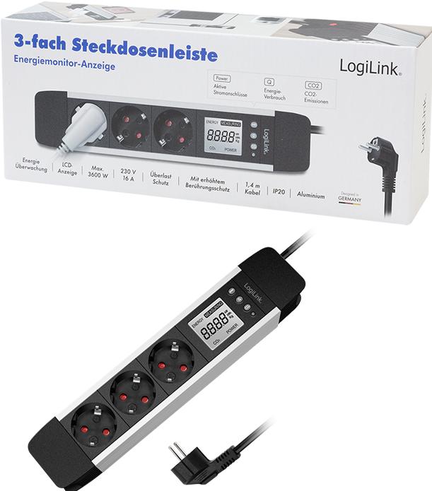 Produktbild LogiLink Prüfen (3 x, CEE 7/3, 1.40 m)