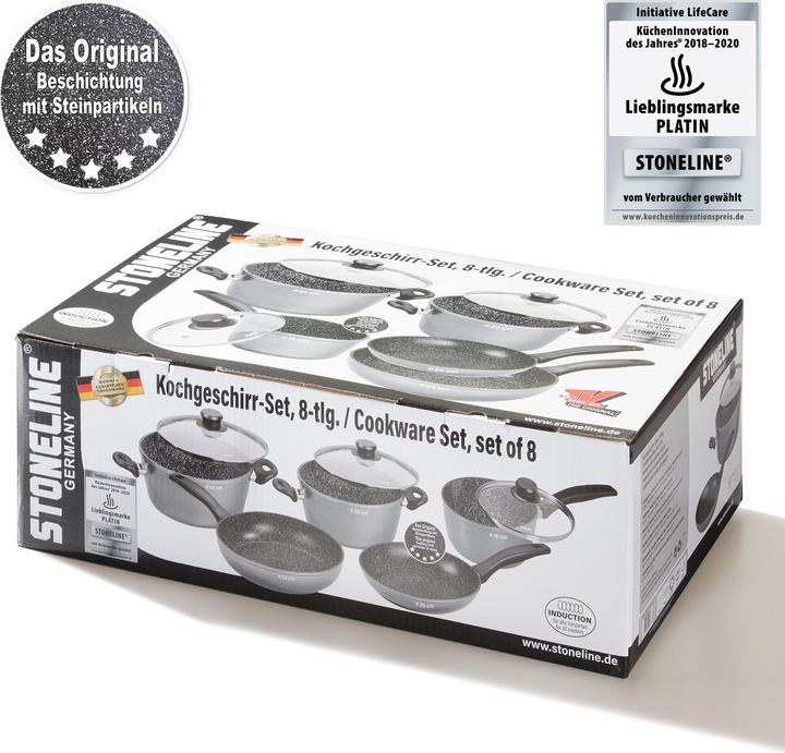 Actual product image Stoneline Set of 8 pots (Pan set + pot set, Aluminium, 24 x 6 cm)