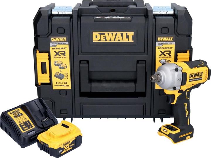 Produktbild DeWalt DCF 892 P1T Akku Schlagschrauber 18 V 813 Nm 1/2" Brushless + 1x Akku 5,0 Ah + Ladegerät +